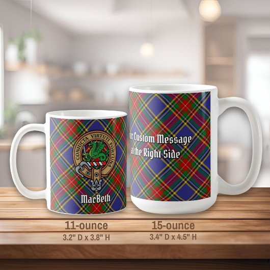Clan MacBeth Crest over Tartan Koffiemok