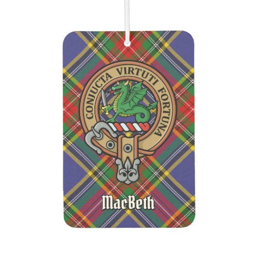 Clan MacBeth Crest over Tartan Luchtverfrisser (Voorkant)