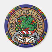 Clan MacBeth Crest over Tartan Magneet (Voorkant)