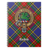 Clan MacBeth Crest over Tartan Notitieboek (Voorkant)