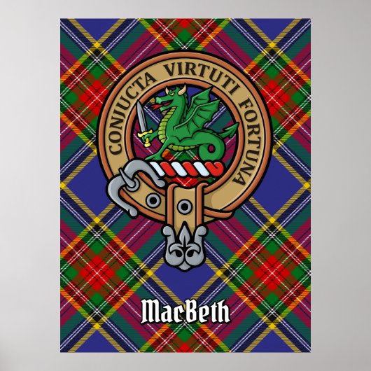 Clan MacBeth Crest over Tartan Poster (Voorkant)