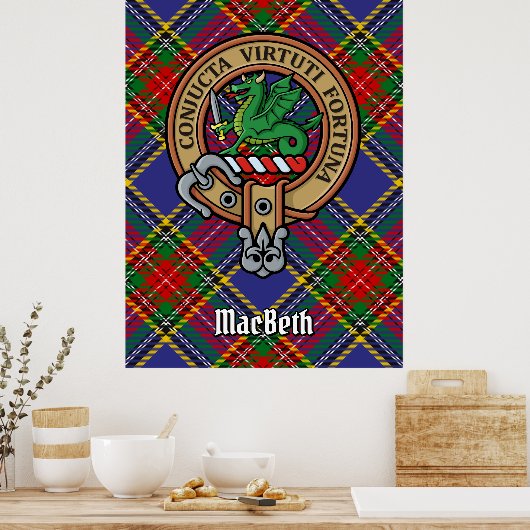 Clan MacBeth Crest over Tartan Poster (Keuken)