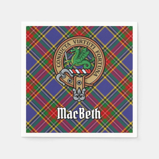Clan MacBeth Crest over Tartan Servet (Voorkant)