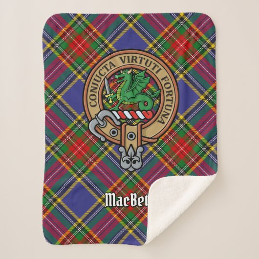 Clan MacBeth Crest over Tartan Sherpa Deken (Voorkant)
