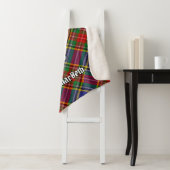 Clan MacBeth Crest over Tartan Sherpa Deken (In situ)