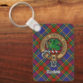 Clan MacBeth Crest over Tartan Sleutelhanger (Voorkant)