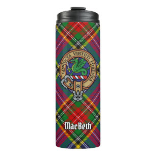 Clan MacBeth Crest over Tartan Thermosbeker