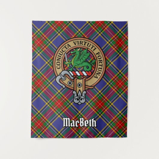Clan MacBeth Crest over Tartan Wandkleed (Voorkant)