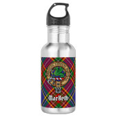 Clan MacBeth Crest over Tartan Waterfles (Voorkant)