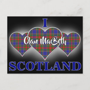 Clan MacBeth I Love Schotland Tartan Hart Briefkaart
