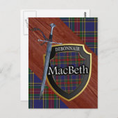 Clan MacBeth Tartan Sword & Shield Briefkaart (Voorkant / Achterkant)