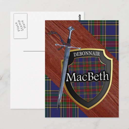 Clan MacBeth Tartan Sword & Shield Briefkaart (Voorkant / Achterkant)