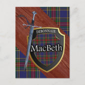 Clan MacBeth Tartan Sword & Shield Briefkaart (Voorkant)