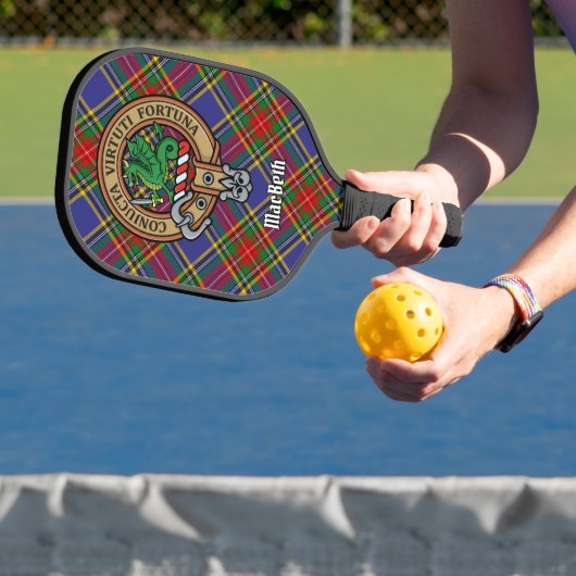 Clan MacBeth-wapen op tartan sleutelhanger Pickleball Paddle (Insitu)