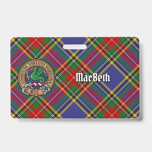 Clan MacBeth Wapen over Tartan Badge (Voorzijde)