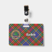 Clan MacBeth Wapen over Tartan Badge (Voorzijde met clip)