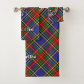 Clan MacBeth wapenschild boven tartan Bad Handdoek (Insitu)