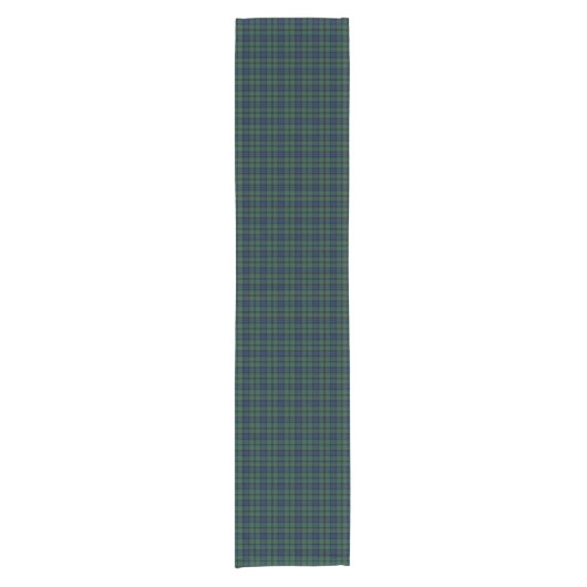 Clan MacCallum Donkerblauw en Groen Schots Tartan Korte Tafelloper (Voorkant)