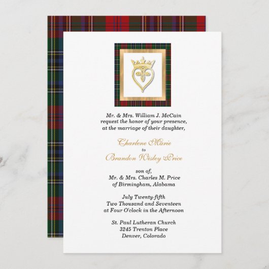 Clan MacClain Luckenbooth Tartan Wedding Kaart (Voorkant / Achterkant)