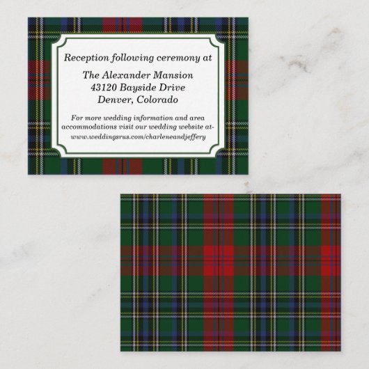 Clan MacClain Plaid Bruiloft Behuizing Kaart (Voorkant / Achterkant)