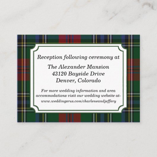 Clan MacClain Plaid Bruiloft Behuizing Kaart (Voorkant)