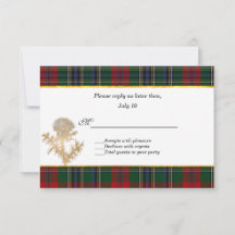 Clan MacClain Tartan Thistle Bruiloft RSVP
