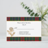 Clan MacClain Tartan Thistle Bruiloft RSVP (Staand voorkant)