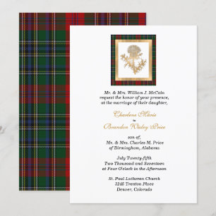 Clan MacClain Thistle Tartan bruiloft uitnodiging