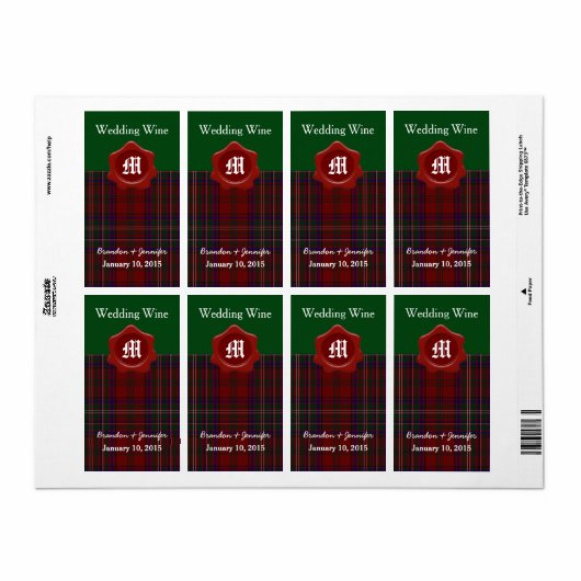 Clan MacClure Pset Wedding Mini Wine Labels (Full Sheet)