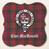 Clan MacDonald Crest & Modern Tartan Kartonnen Onderzetters (Voorkant)
