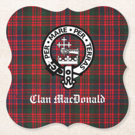 Clan MacDonald Crest & Modern Tartan Kartonnen Onderzetters