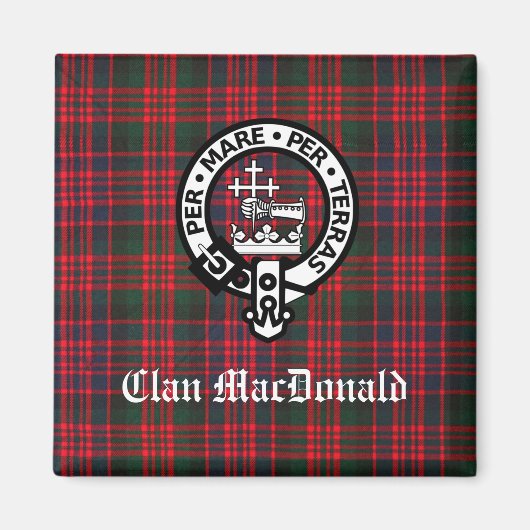 Clan MacDonald Crest & Modern Tartan Magneet (Voorkant)