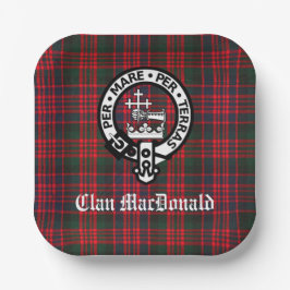 Clan MacDonald Crest & Modern Tartan Papieren Bordje