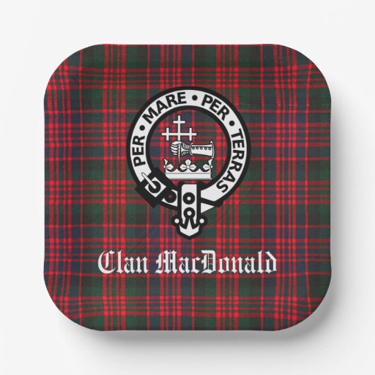 Clan MacDonald Crest & Modern Tartan Papieren Bordje (Voorkant)