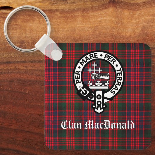 Clan MacDonald Crest & Modern Tartan Sleutelhanger (Voorkant)