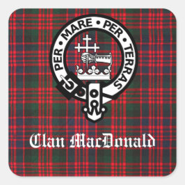 Clan MacDonald Crest & Modern Tartan Vierkante Sticker