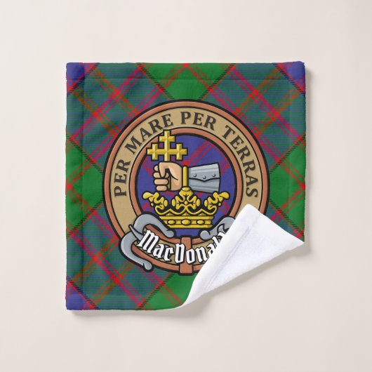 Clan MacDonald Crest over Tartan Bad Handdoek (Wasdoekje)