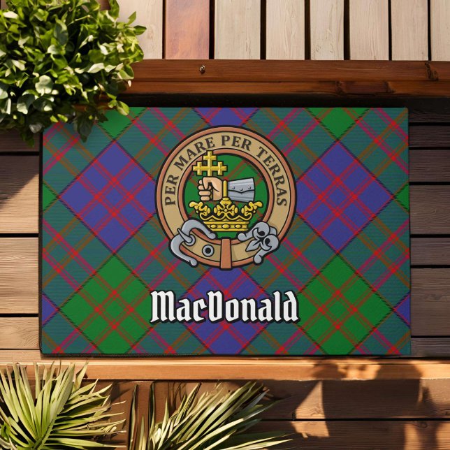 Clan MacDonald Crest over Tartan Deurmat (Creator heeft geüpload)