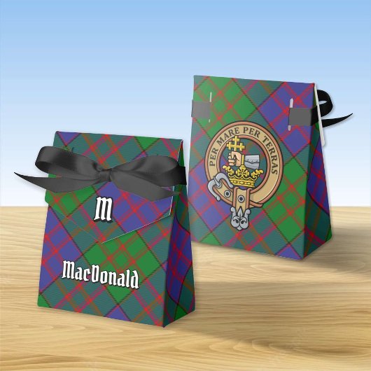 Clan MacDonald Crest over Tartan Favor Box Bedankdoosjes