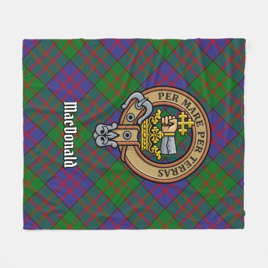 Clan MacDonald Crest over Tartan Fleece Deken (Voorkant (Horizontaal))
