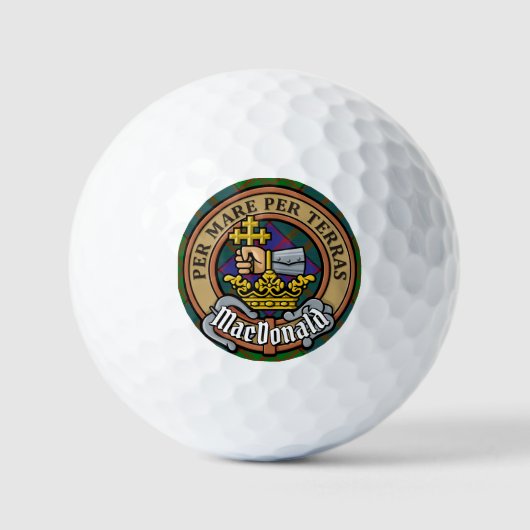 Clan MacDonald Crest over Tartan Golfballen (Voorkant)