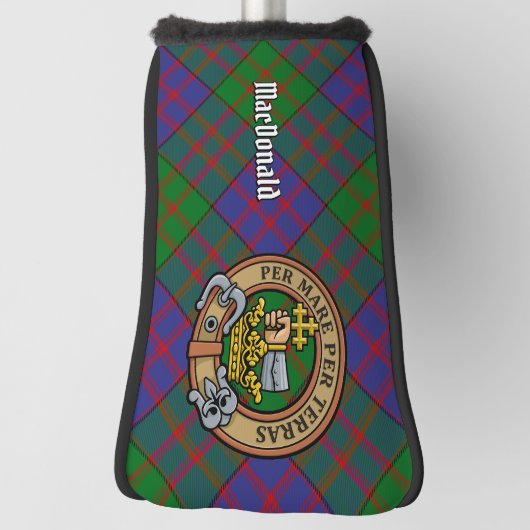 Clan MacDonald Crest over Tartan Golfheadcover (Draai 90)