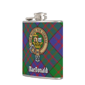 Clan MacDonald Crest over Tartan Heupfles (Links)
