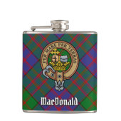 Clan MacDonald Crest over Tartan Heupfles (Voorkant)