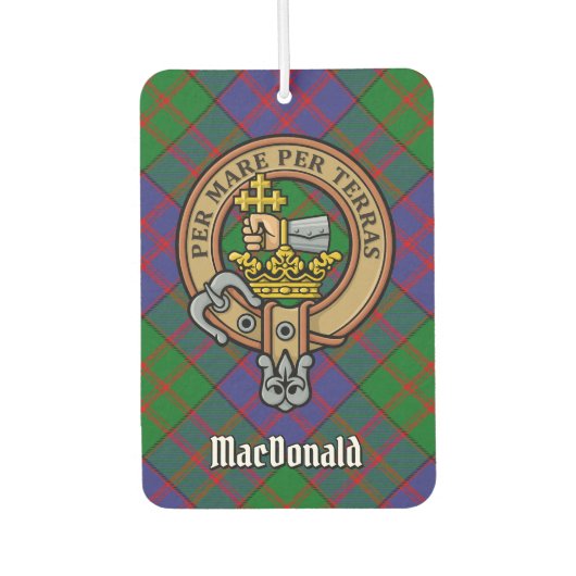 Clan MacDonald Crest over Tartan Luchtverfrisser (Voorkant)