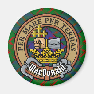 Clan MacDonald Crest over Tartan Magneet