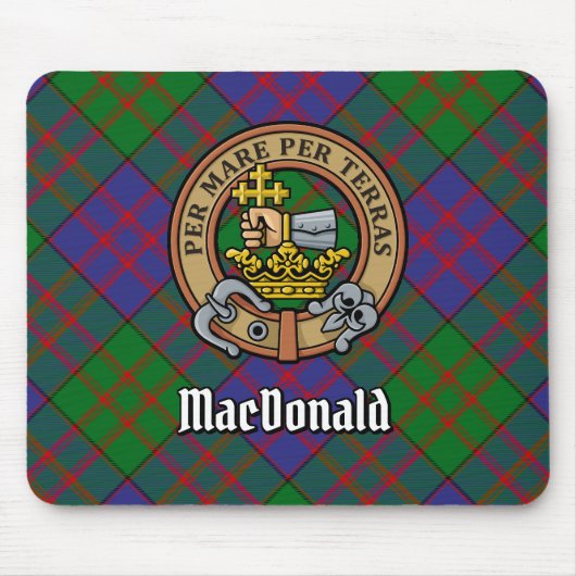 Clan MacDonald Crest over Tartan Muismat (Voorkant)