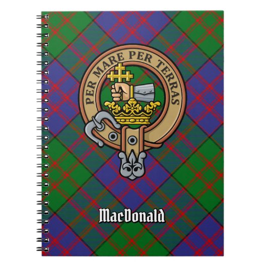 Clan MacDonald Crest over Tartan Notitieboek (Voorkant)