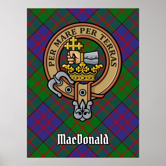Clan MacDonald Crest over Tartan Poster (Voorkant)