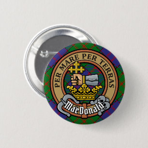 Clan MacDonald Crest over Tartan Ronde Button 5,7 Cm